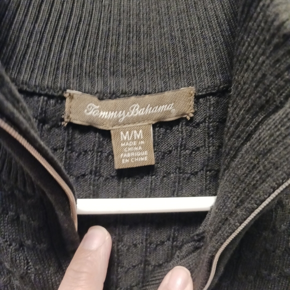 Tommy Bahama Pickford Black Cable Knit Long Sleeve Quater Zip Sweater Dress - Picture 8 of 8